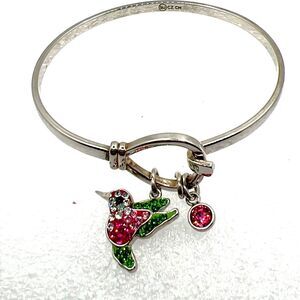 Silver Toned Hummingbird Bangle Bracelet